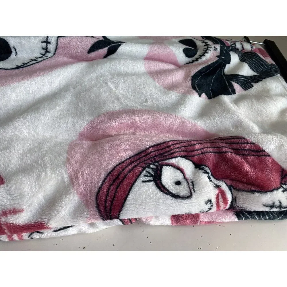 Nightmare Before Christmas Pink Heart Valentines Jack Sally Throw Blanket 50X70”
